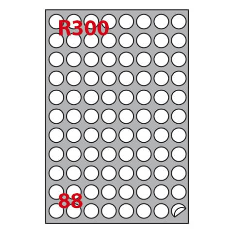 Etichette bianche rotonde permanenti Copiatabu R300 laser/inkjet - 88 et./foglio - cf. 100 fogli Markin Ø20 mm